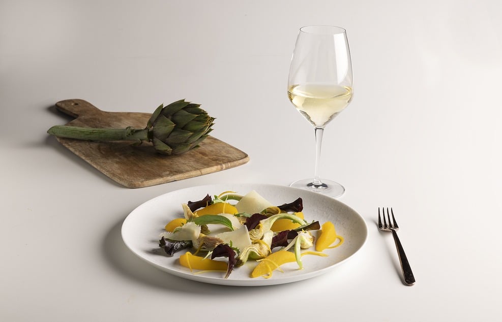 Artichoke, pear and pecorino salad