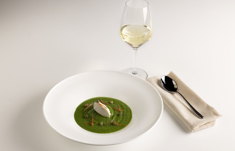 Cream of courgette, robiola and crunchy capers